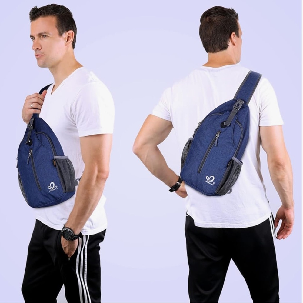 Waterfly-Sling Bag with Adjustable Strap and Minimalist Design, Blue NWOT